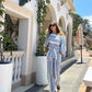 OnceWas Positano Wide Leg Pant in Sorrento Stripe - the tartan fox