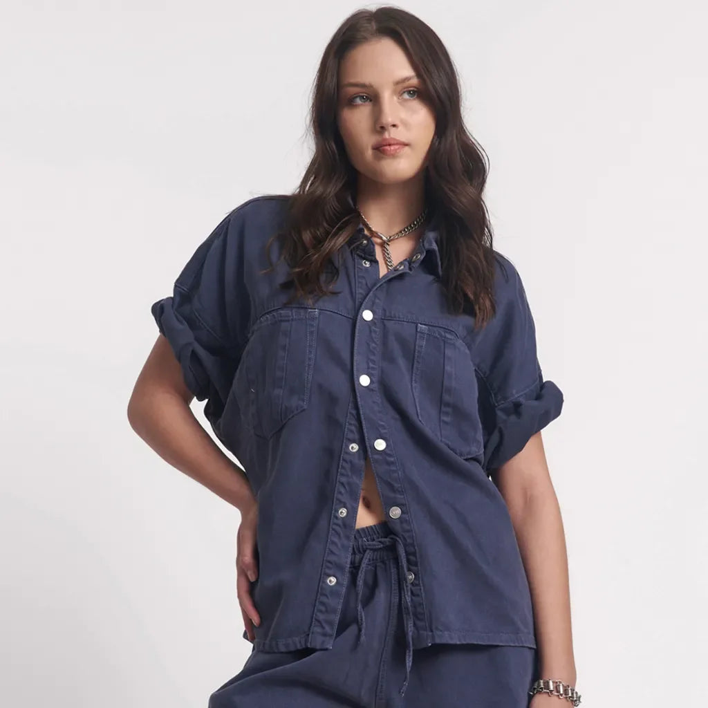 One Teaspoon Drift Short Sleeve Denim Shirt - the tartan fox