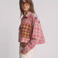 One Teaspoon Flannel Oversized Pocket Cropped Shirt in Pink - the tartan fox