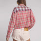 One Teaspoon Flannel Oversized Pocket Cropped Shirt in Pink - the tartan fox