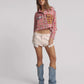 One Teaspoon Flannel Oversized Pocket Cropped Shirt in Pink - the tartan fox