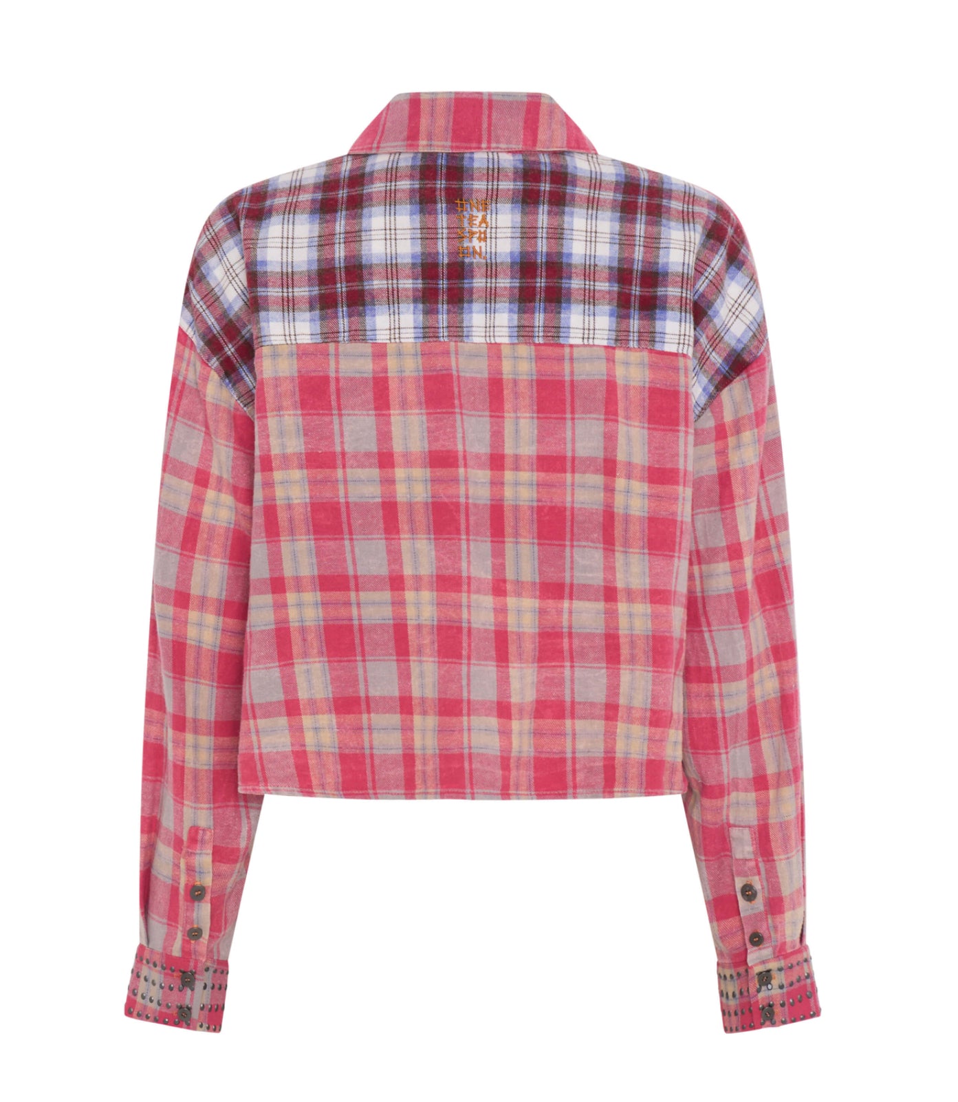 One Teaspoon Flannel Oversized Pocket Cropped Shirt in Pink - the tartan fox
