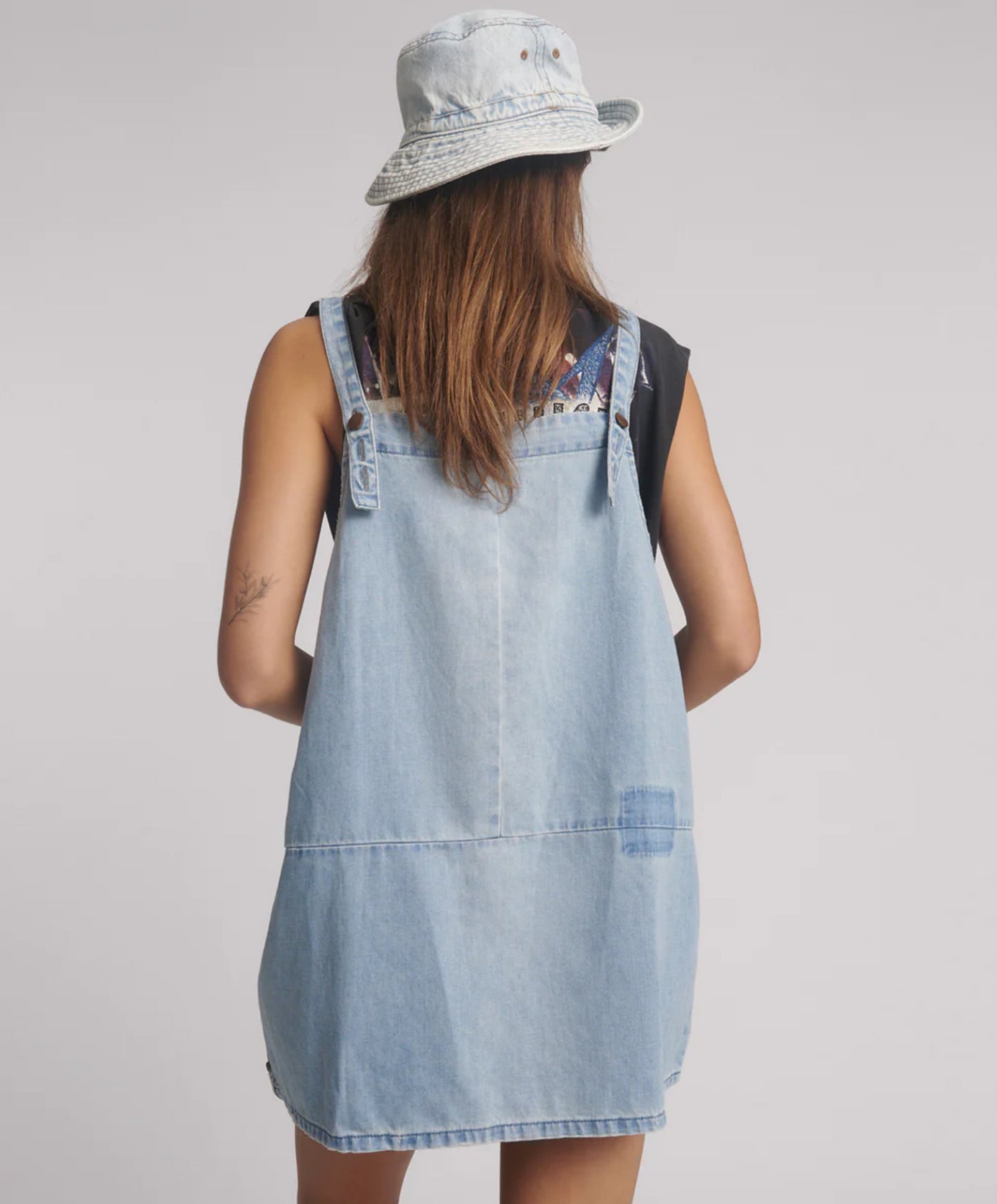 One Teaspoon Hemp Denim Pini Mini Dress in Faded Blue - the tartan fox
