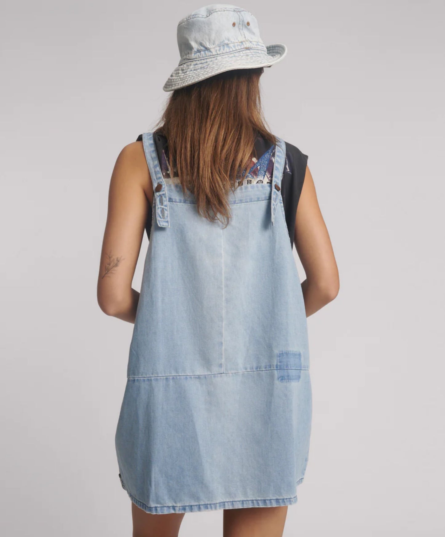 One Teaspoon Hemp Denim Pini Mini Dress in Faded Blue - the tartan fox