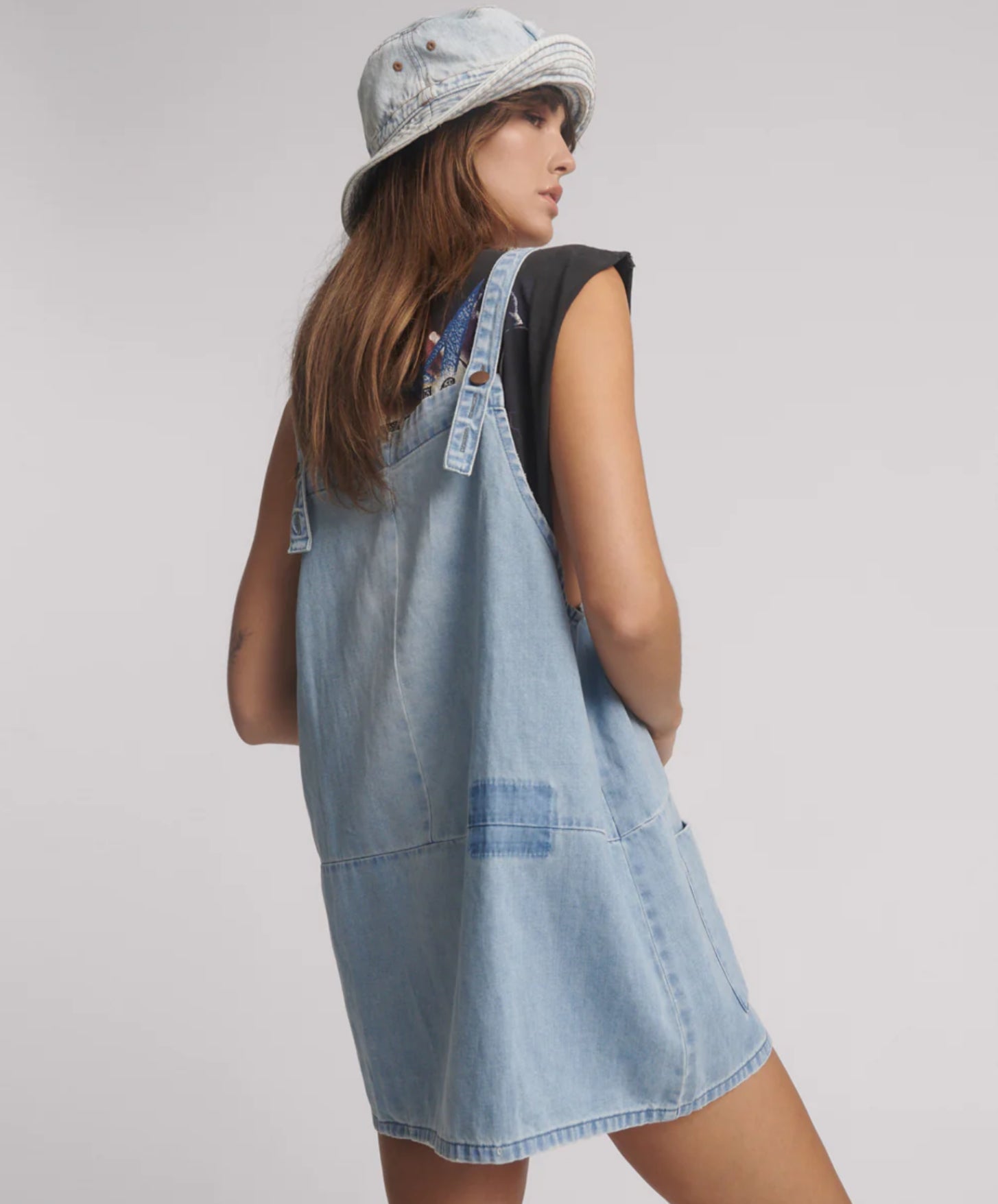 One Teaspoon Hemp Denim Pini Mini Dress in Faded Blue - the tartan fox