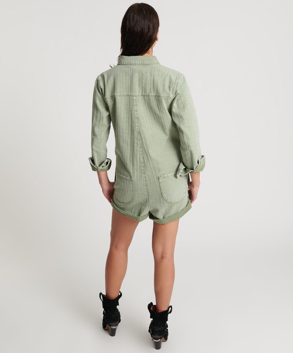 One Teaspoon Logo Jacquard Prophecy Jumpsuit in Khaki - the tartan fox