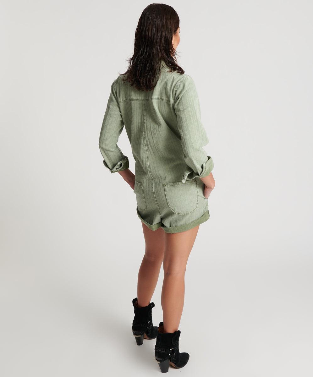 One Teaspoon Logo Jacquard Prophecy Jumpsuit in Khaki - the tartan fox