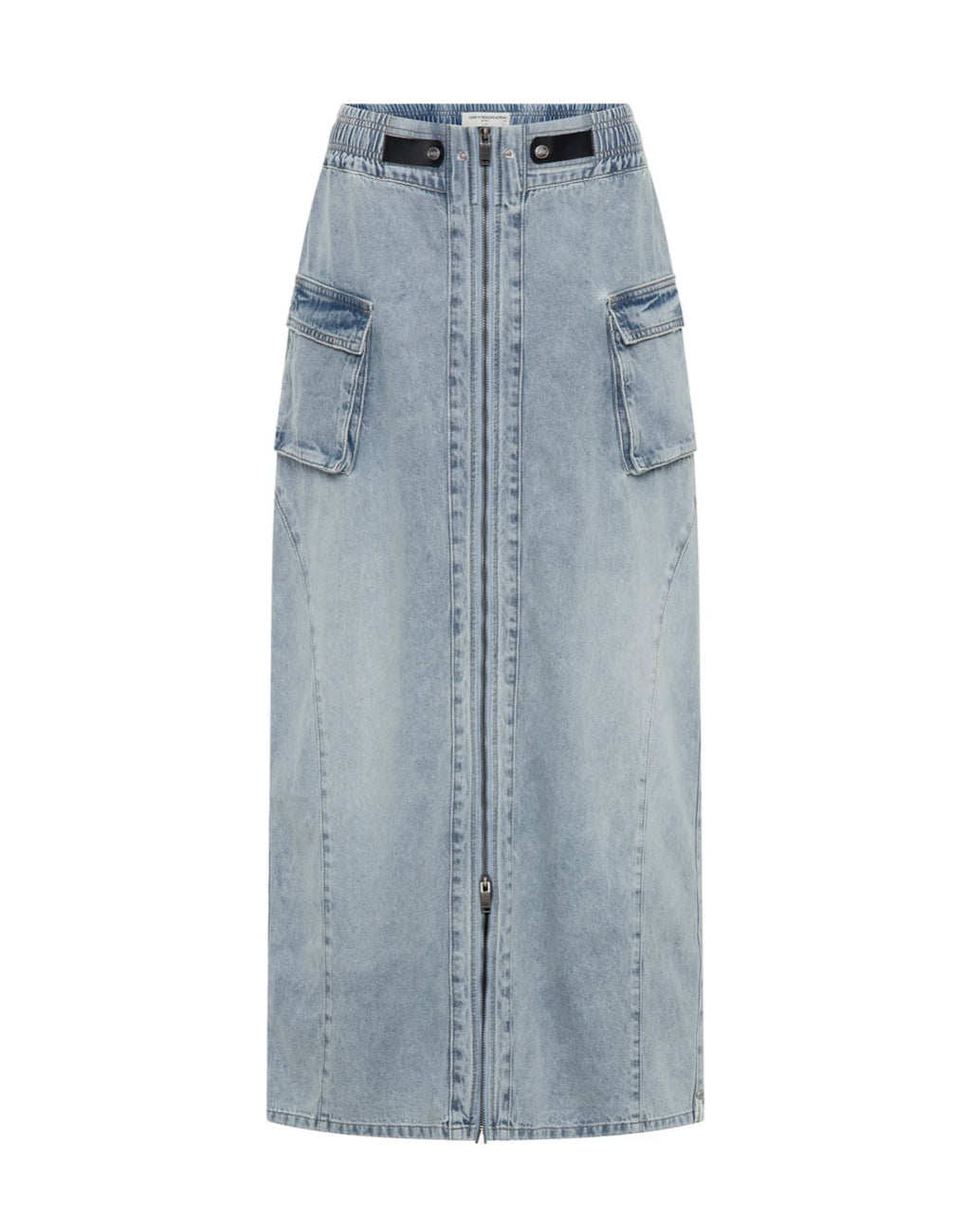 One Teaspoon Parachute Low Waist Split Front Maxi Denim Skirt in Soft Blue - the tartan fox