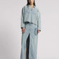 One Teaspoon Parachute Low Waist Split Front Maxi Denim Skirt in Soft Blue - the tartan fox