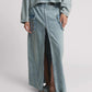 One Teaspoon Parachute Low Waist Split Front Maxi Denim Skirt in Soft Blue - the tartan fox