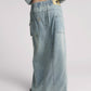 One Teaspoon Parachute Low Waist Split Front Maxi Denim Skirt in Soft Blue - the tartan fox