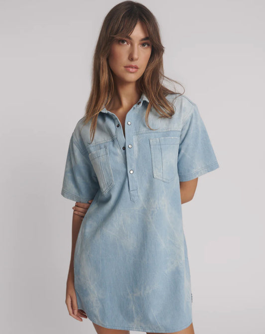 One Teaspoon Pixie Denim Shirt Dress in Froth - the tartan fox