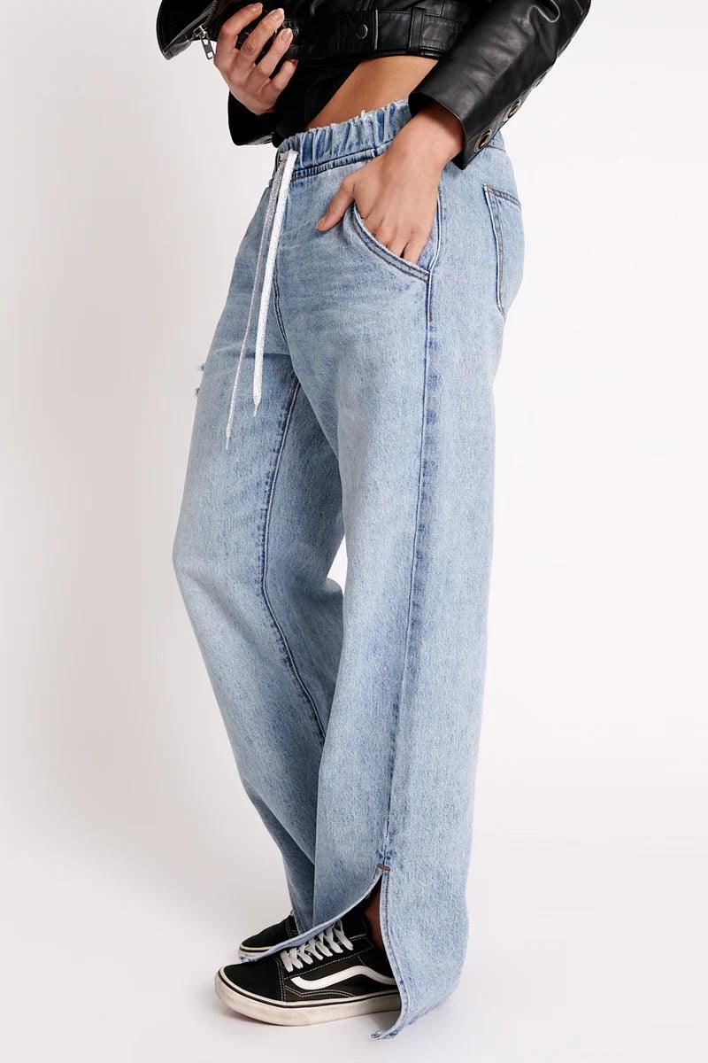 One Teaspoon Roadhouse Drawstring Wide Leg Jean in Salty Dog - the tartan fox