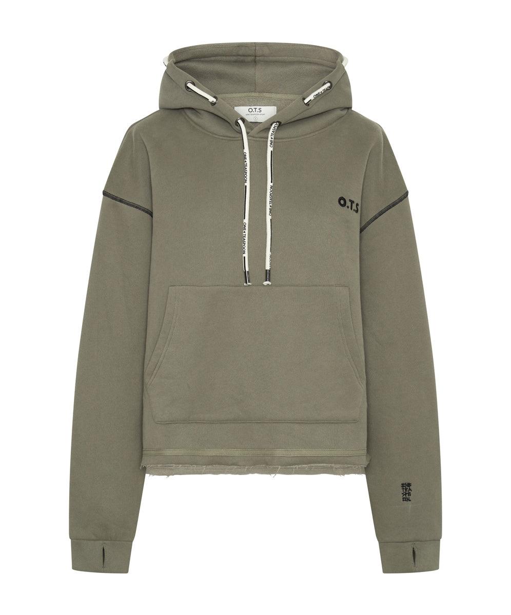 One Teaspoon Threaded Logo Hoody in Khaki - the tartan fox