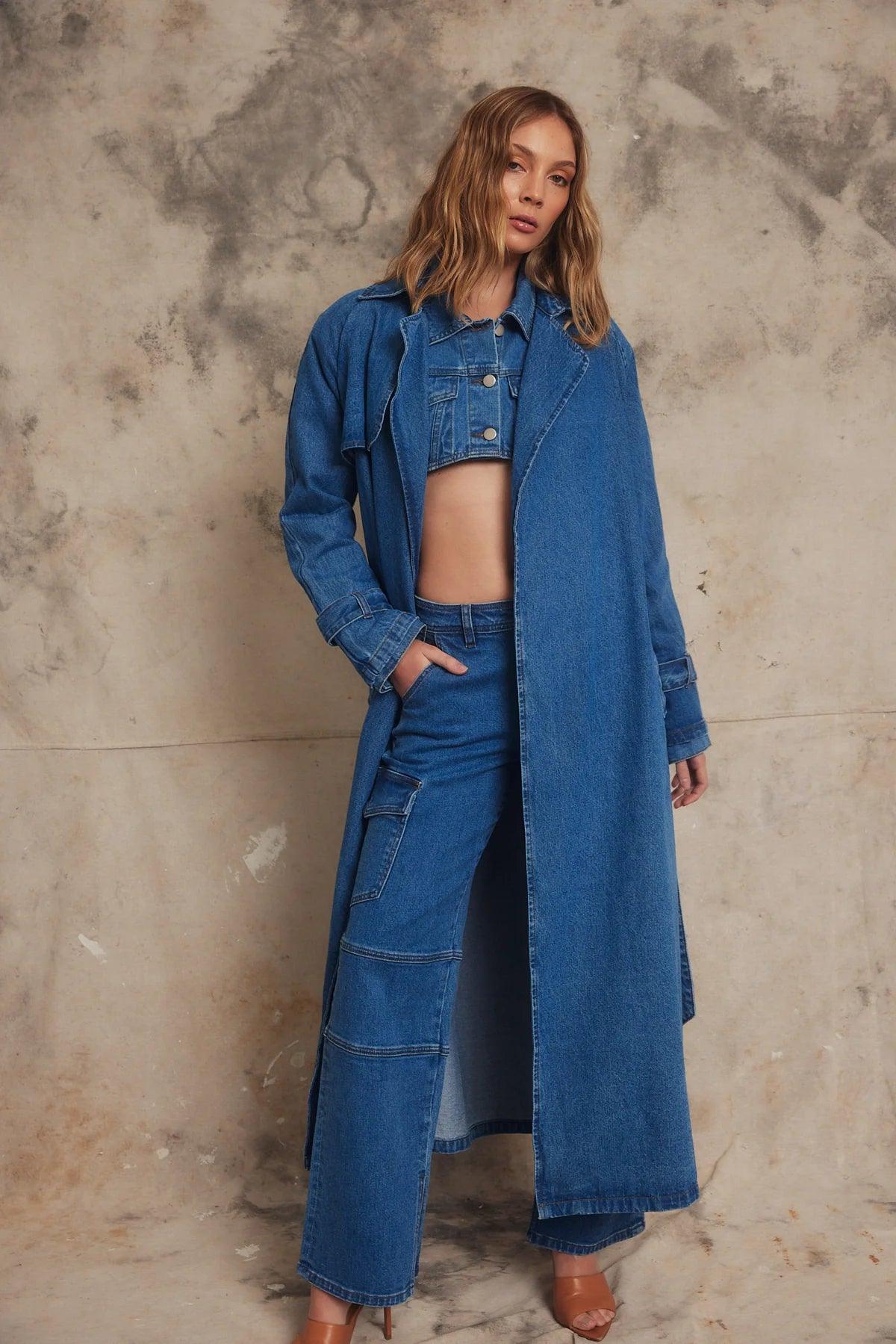 Pippa Riley Trench Coat in Indigo - the tartan fox