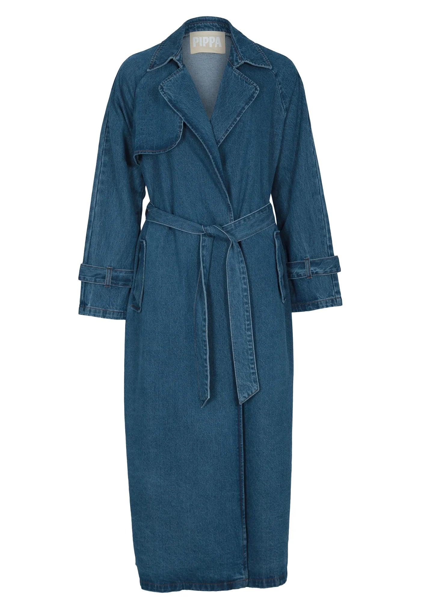 Pippa Riley Trench Coat in Indigo - the tartan fox