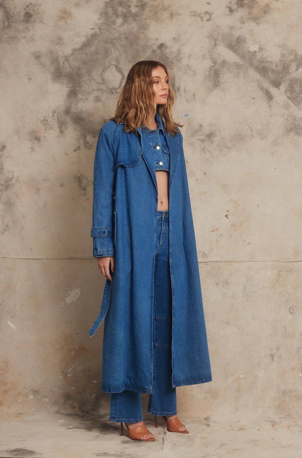 Pippa Riley Trench Coat in Indigo - the tartan fox