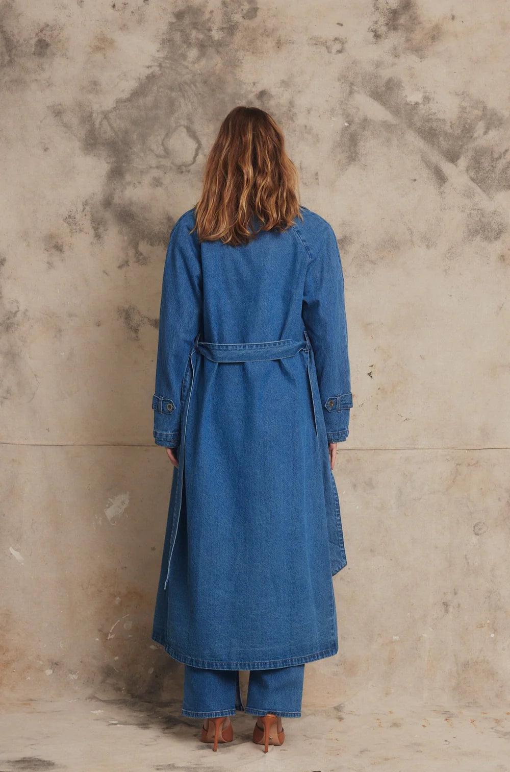 Pippa Riley Trench Coat in Indigo - the tartan fox