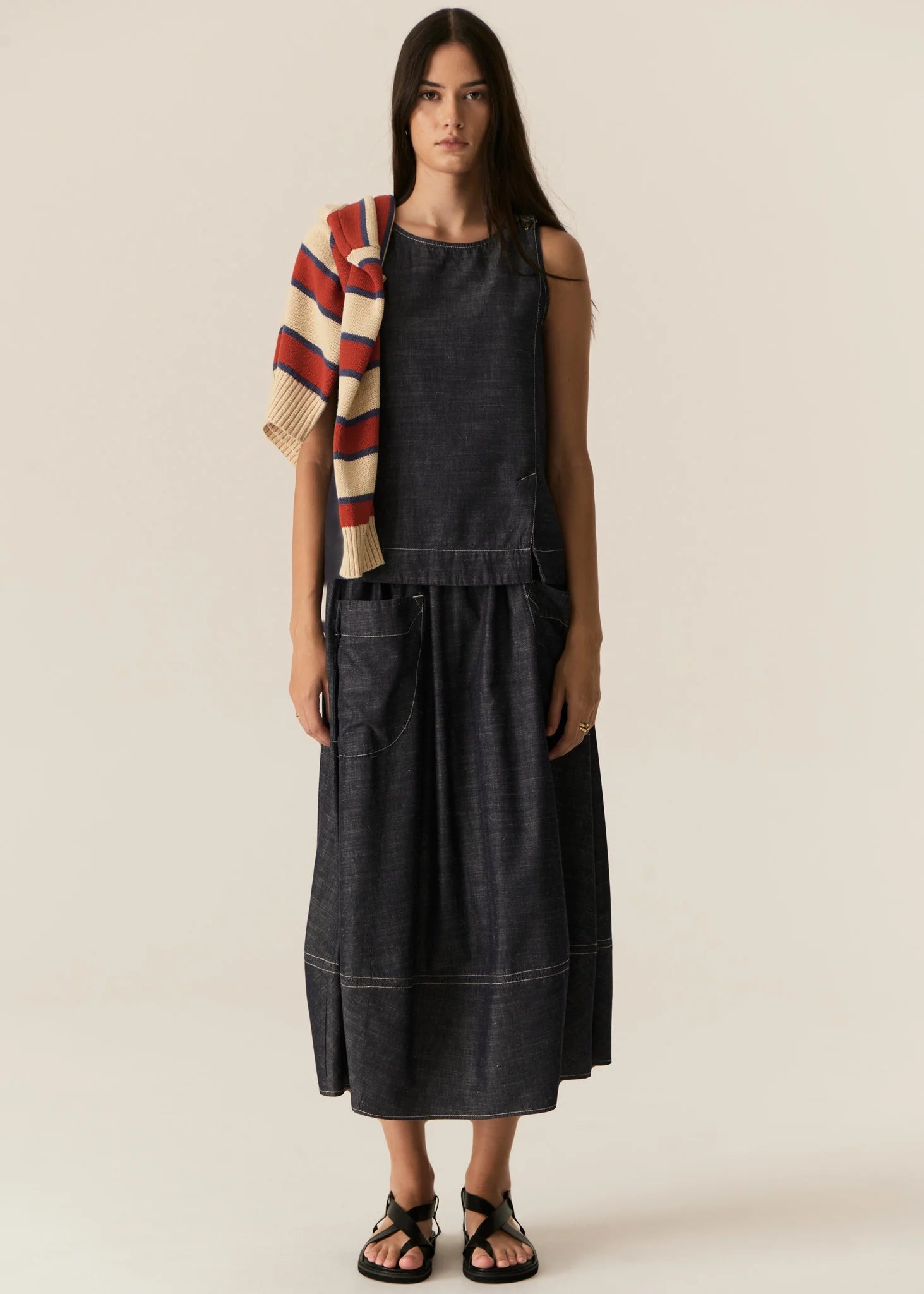POL Avrid Chambray Bubble Skirt - the tartan fox