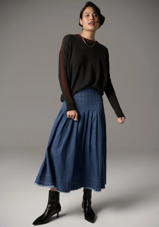 POL Ayla Painted Knit in Charcoal/Toffee - the tartan fox