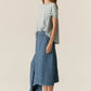 POL Carsen Denim Skirt in Light Wash - the tartan fox