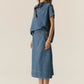 POL Carsen Denim Skirt in Light Wash - the tartan fox