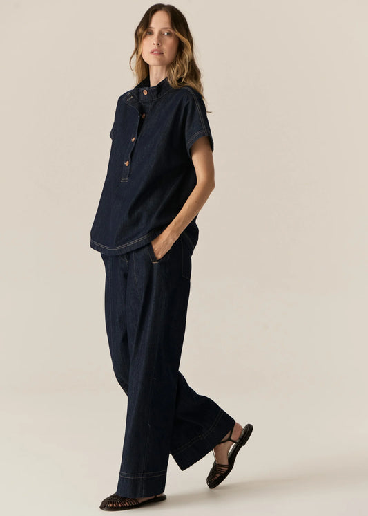 POL Carson Denim Shirt in Dark Wash - the tartan fox