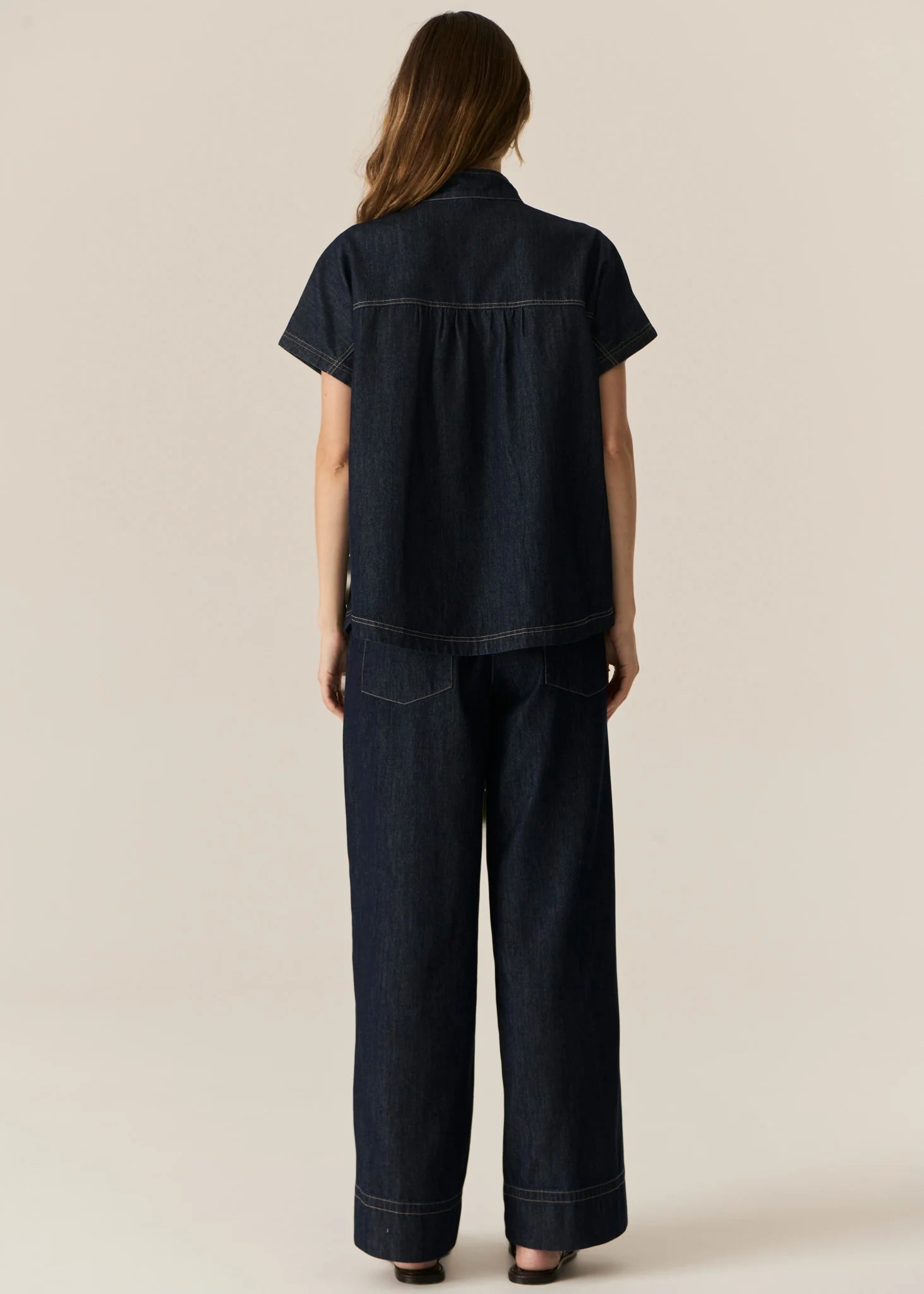 POL Carson Denim Shirt in Dark Wash - the tartan fox