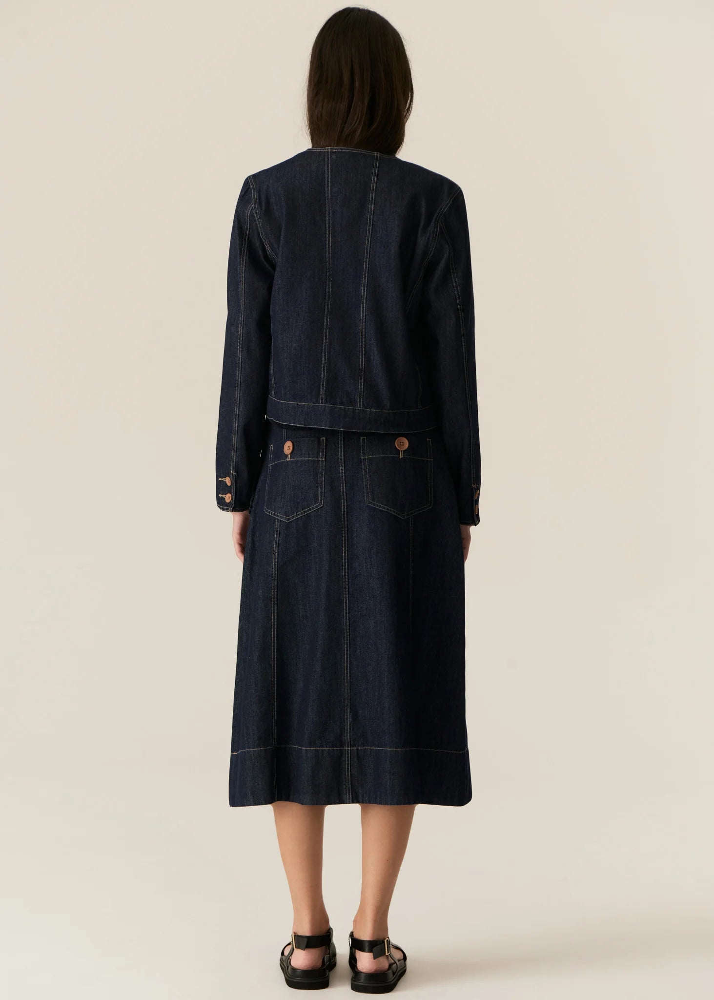 POL Carson Skirt in Dark Wash - the tartan fox