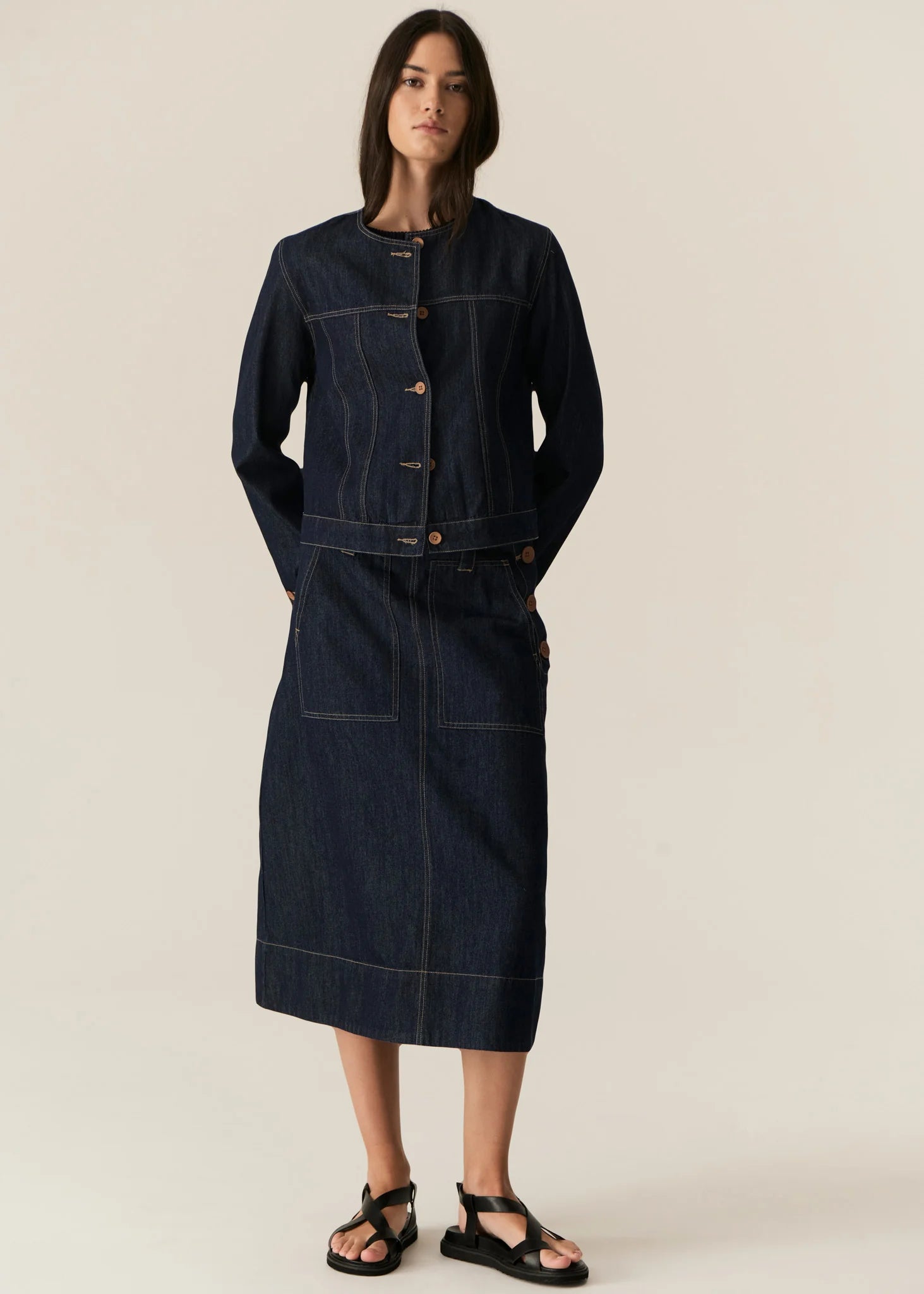 POL Carson Skirt in Dark Wash - the tartan fox