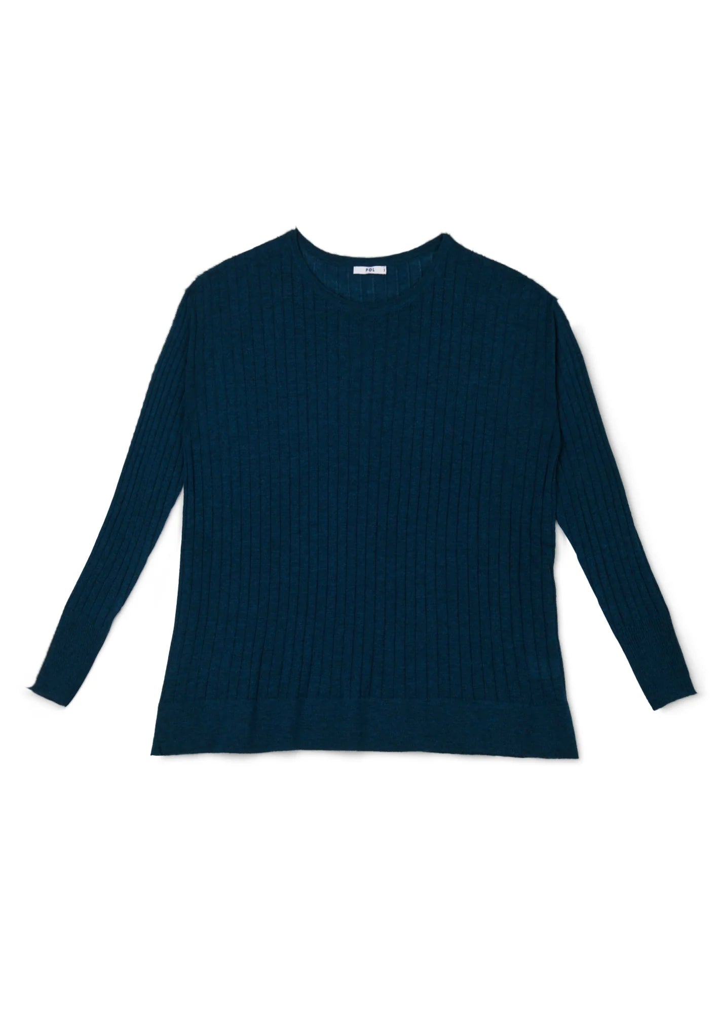 POL Clothing Colt Boxy Rib Knit in Teal - the tartan fox