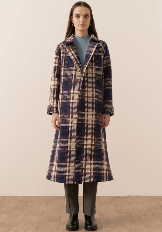 POL Clothing Holland Check Trench - the tartan fox