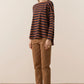 POL Clothing James Striped LS Tee in Toffee/Ink - the tartan fox