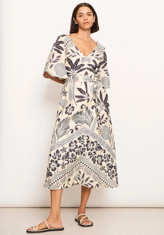 POL Clothing Paradise Bias Dress in Paradise Palm Print - the tartan fox