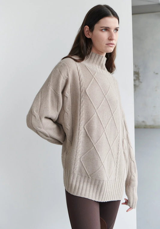 Pol Clothing Sunrise Cable Knit Pebble - the tartan fox