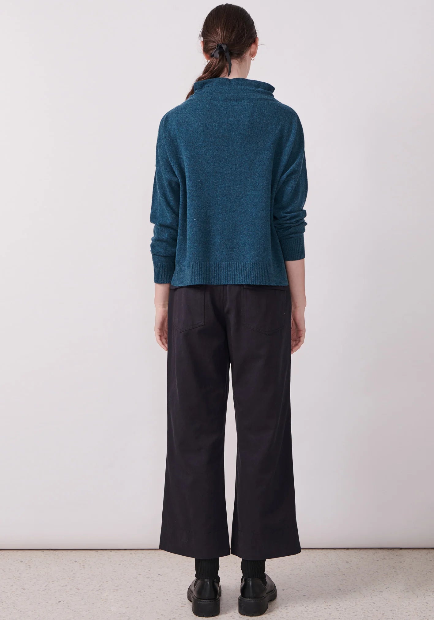 POL Clothing Willow Drawcord Knit in Teal - the tartan fox