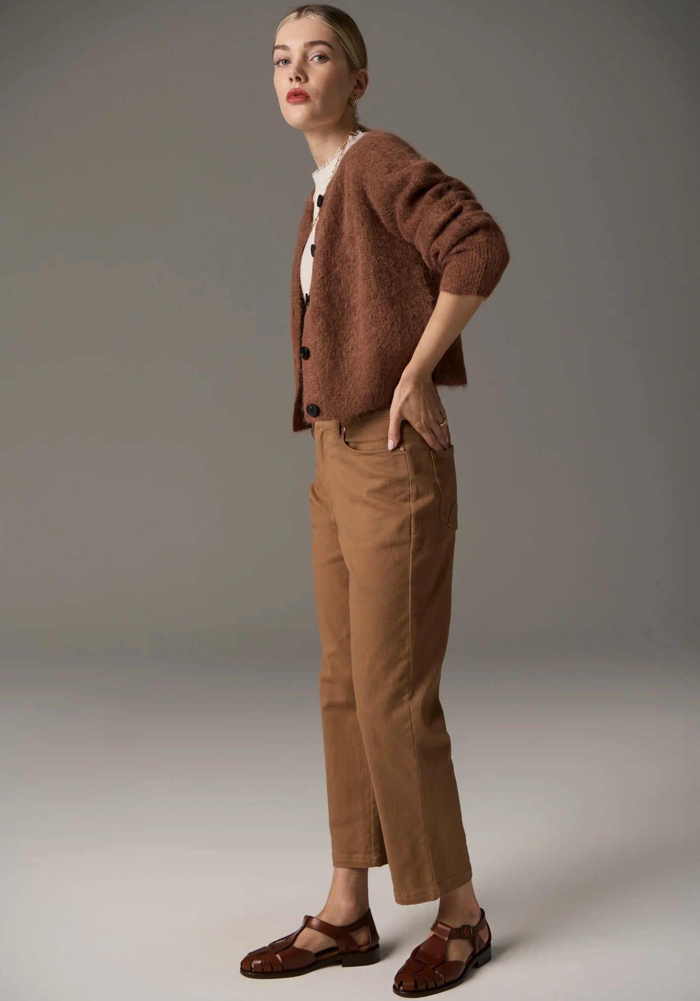 POL Finlay Cardigan in Rust - the tartan fox