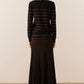 POL Gizelle Lurex Striped Knit in Black and Copper - the tartan fox