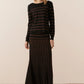 POL Gizelle Lurex Striped Knit in Black and Copper - the tartan fox