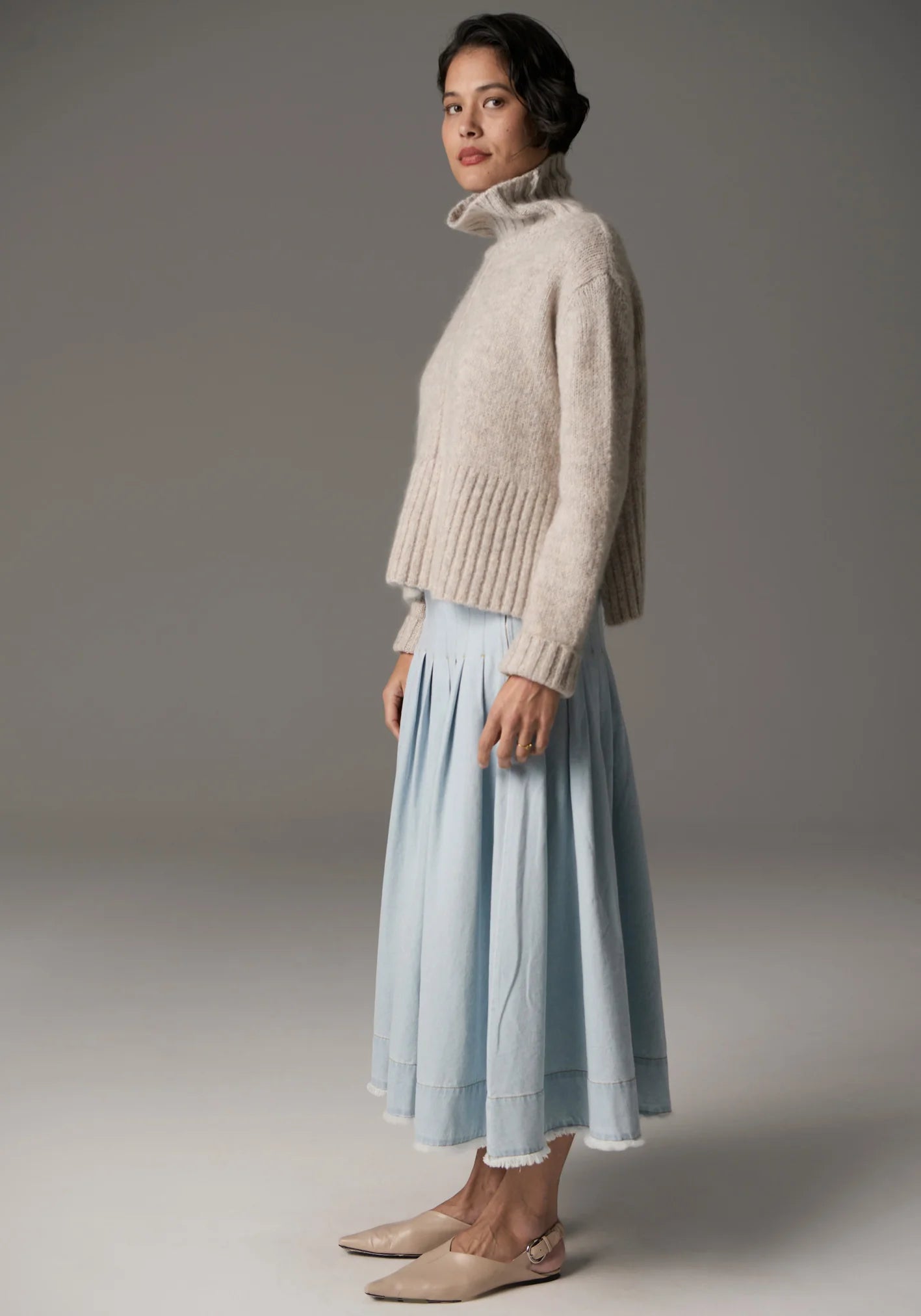 POL Grove Turtleneck Knit in Stone - the tartan fox