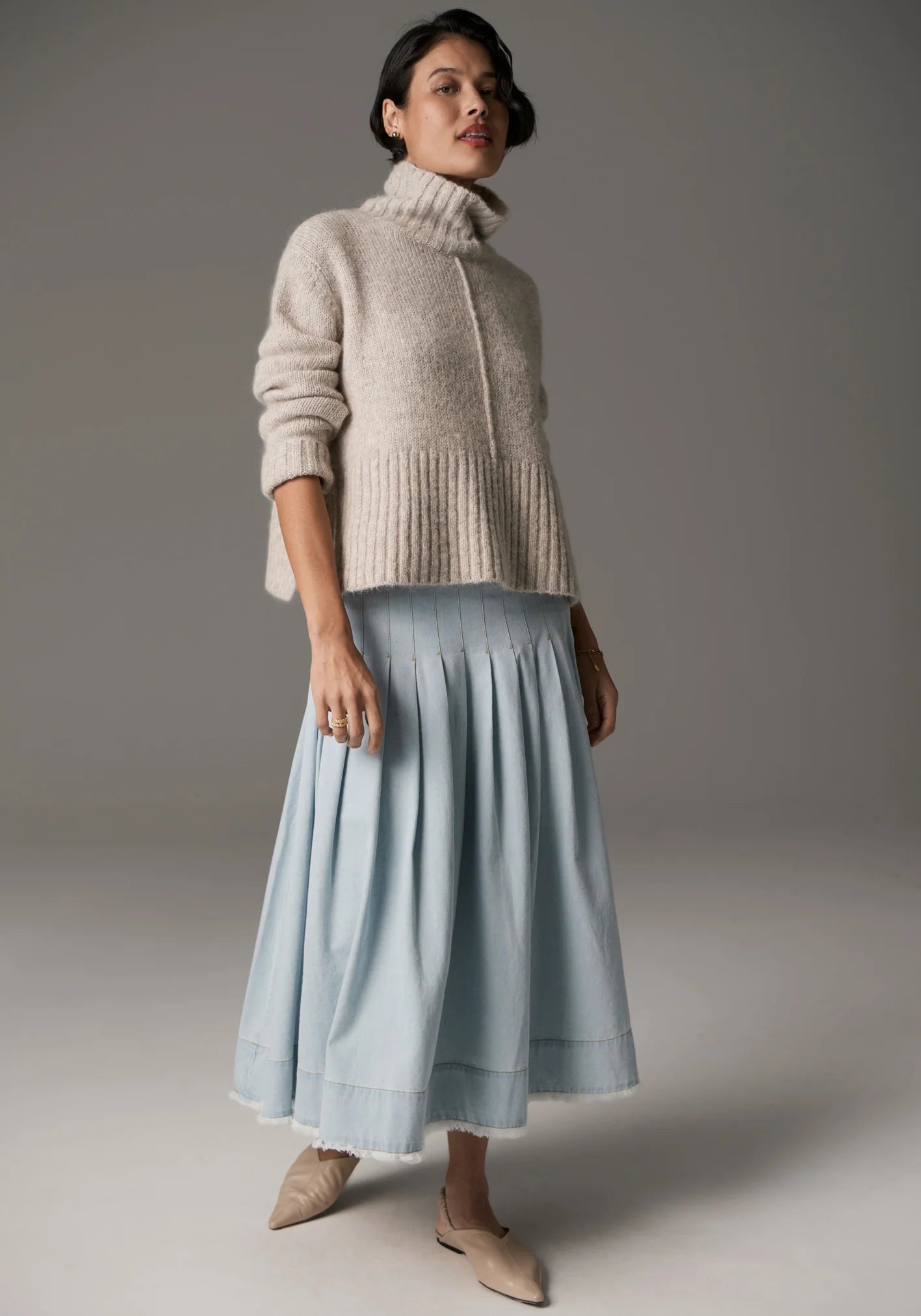 POL Grove Turtleneck Knit in Stone - the tartan fox
