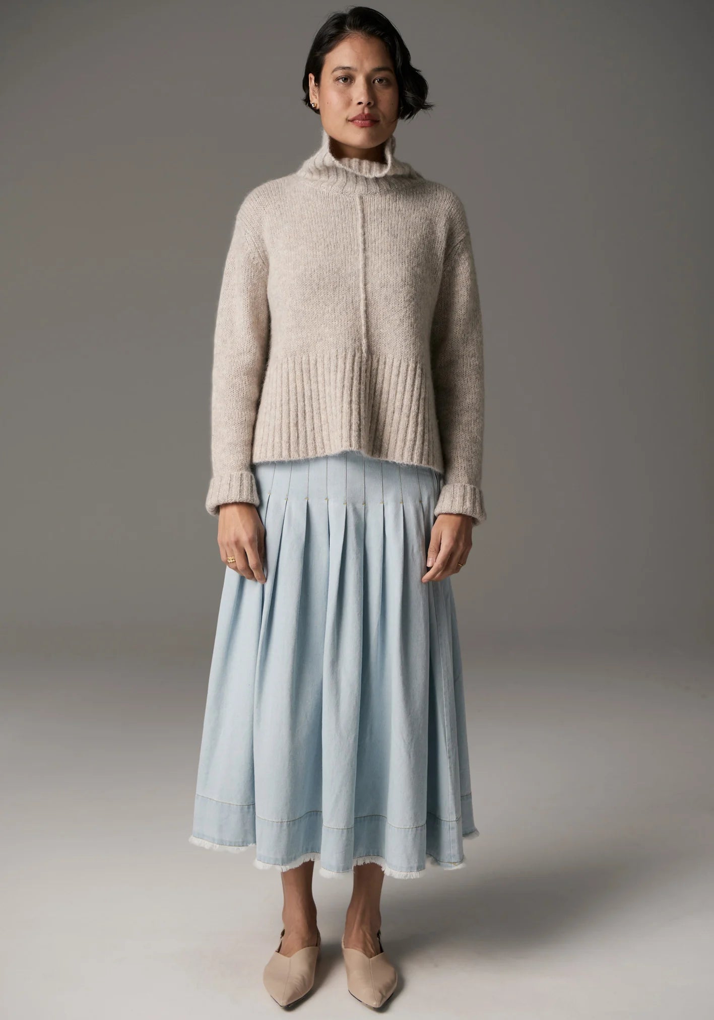 POL Grove Turtleneck Knit in Stone - the tartan fox