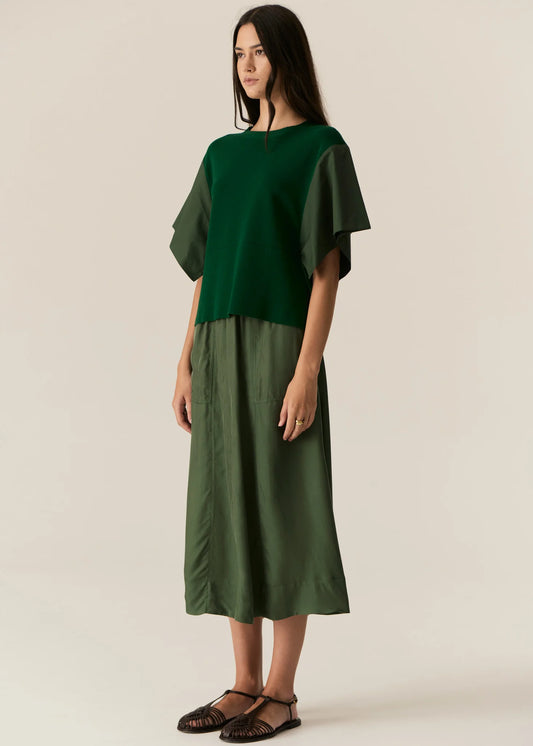 POL Henri Drawcord Skirt in Green - the tartan fox