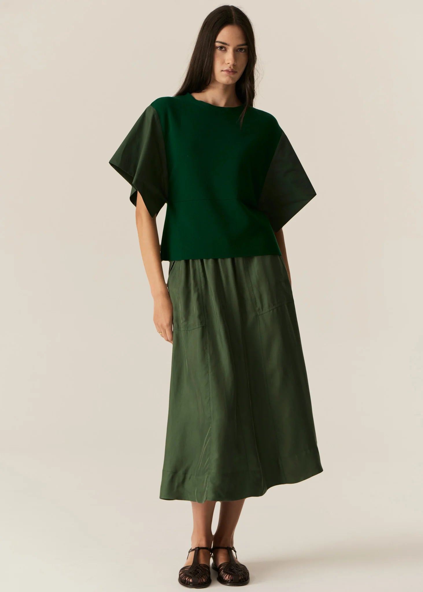 POL Henri Drawcord Skirt in Green - the tartan fox