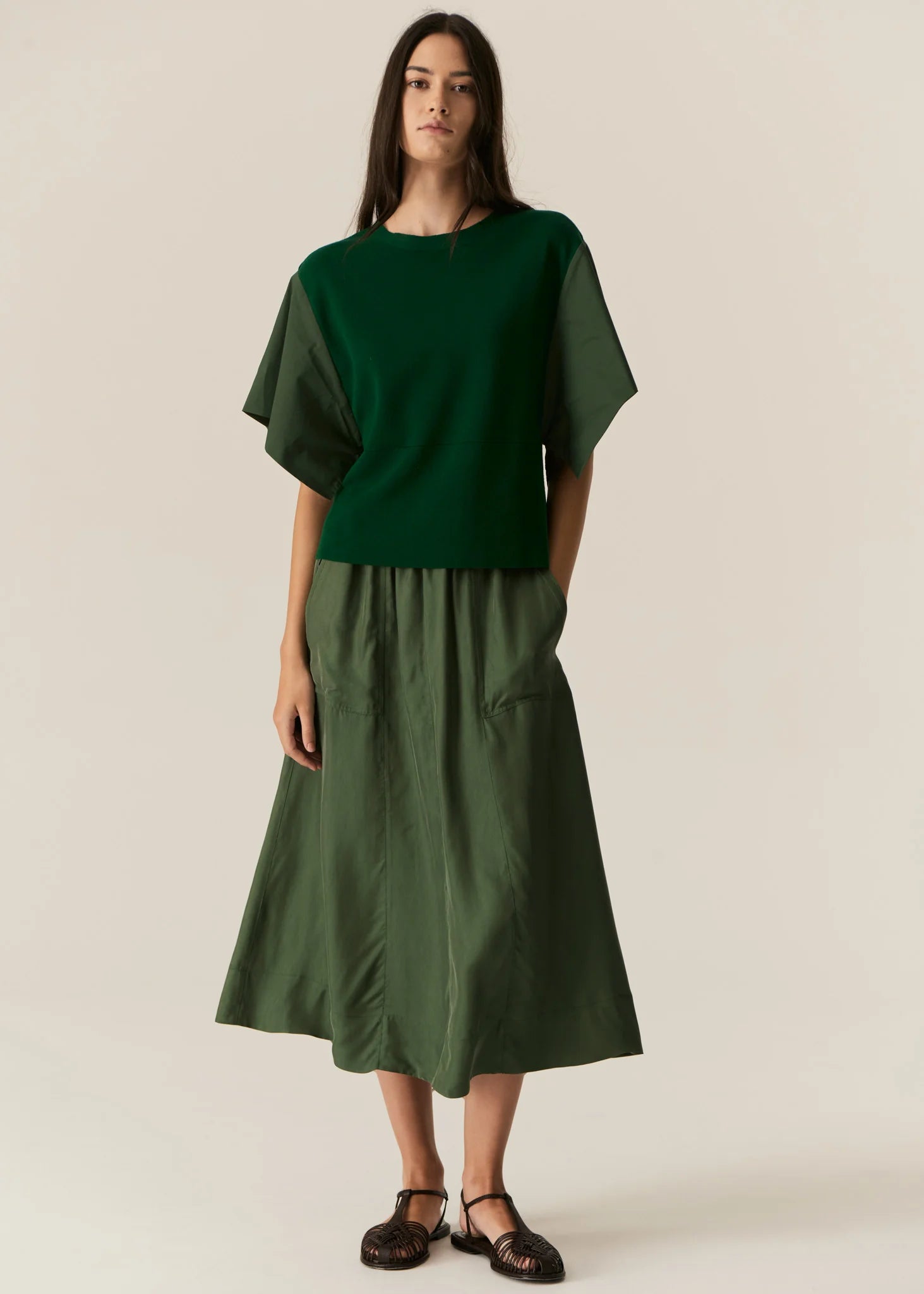 POL Henri Drawcord Skirt in Green - the tartan fox