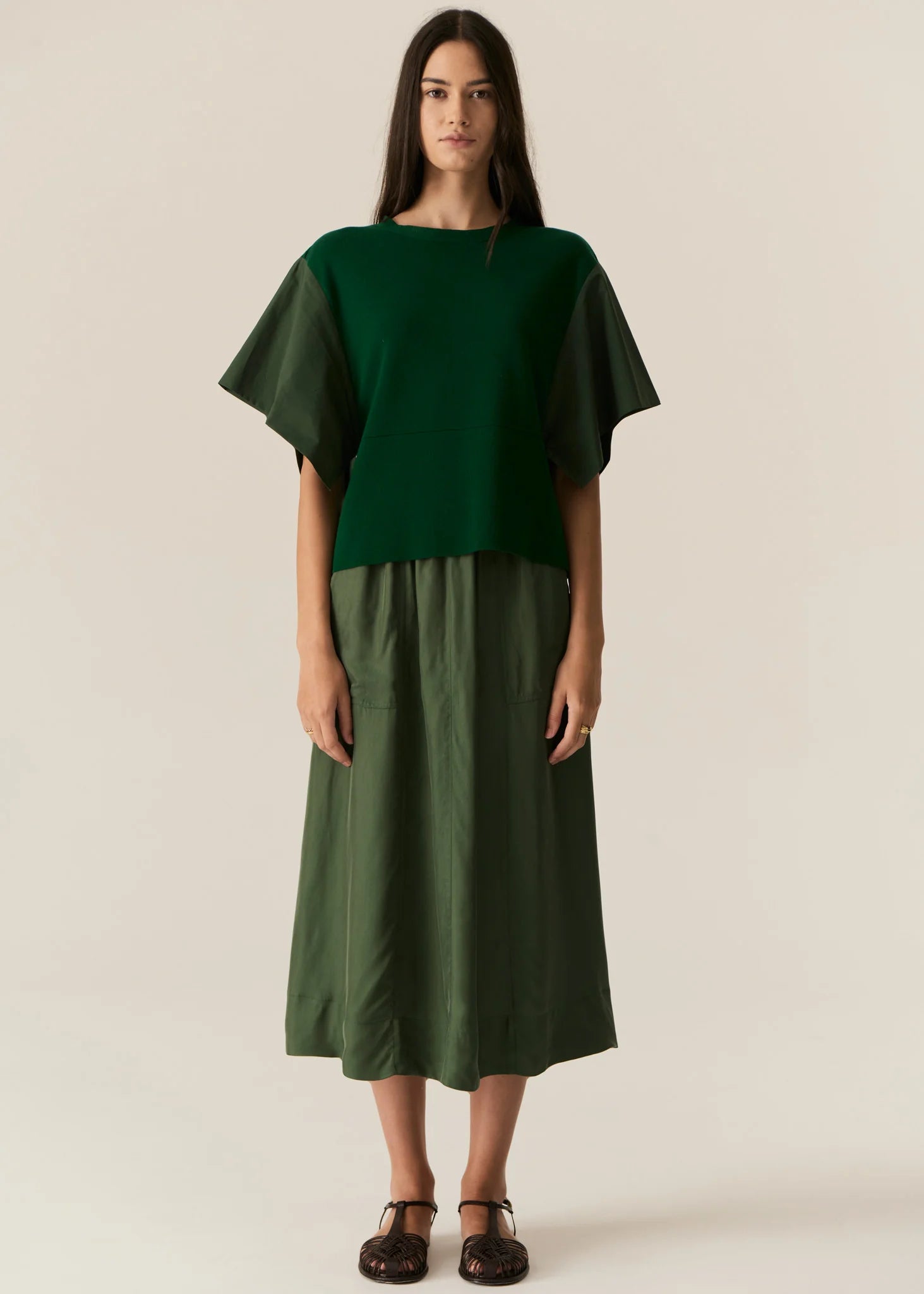 POL Henri Drawcord Skirt in Green - the tartan fox