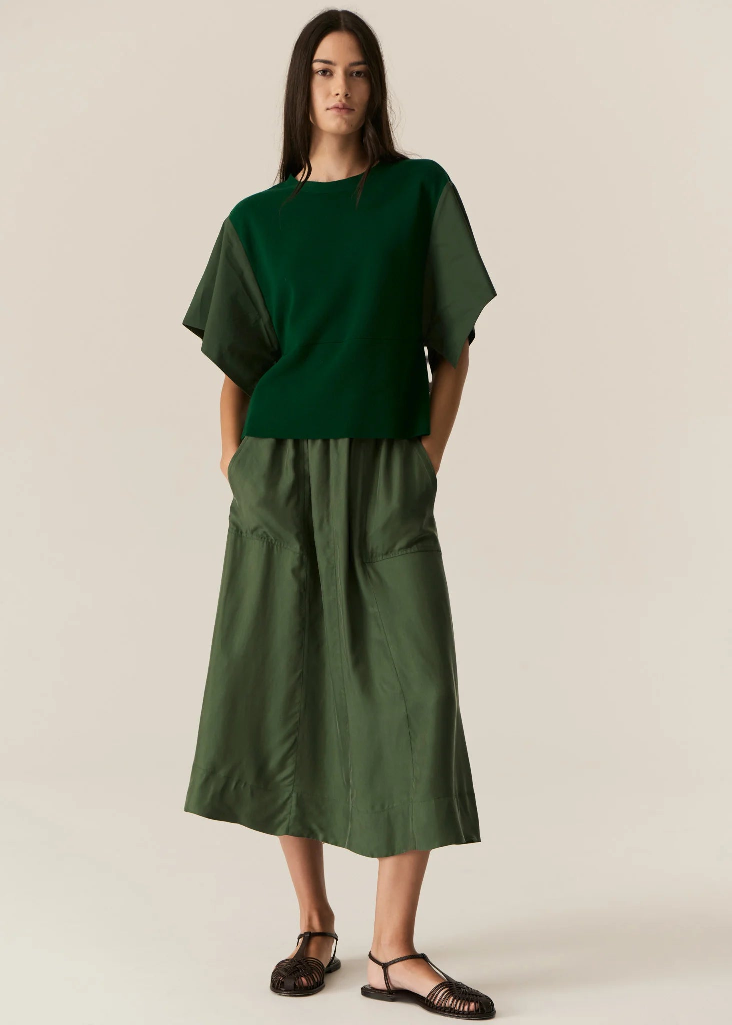 POL Henri Drawcord Skirt in Green - the tartan fox