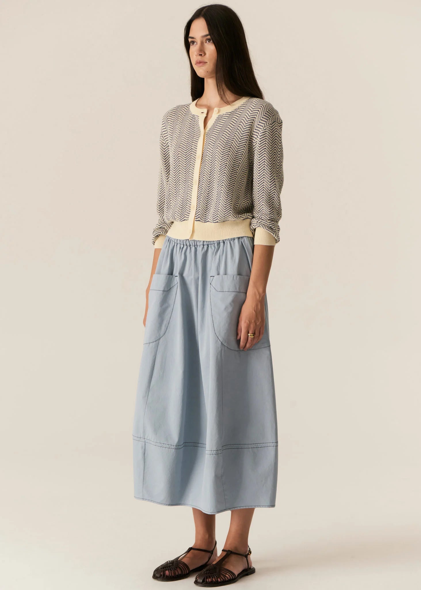 POL Jules Cardigan in Blue/Ivory - the tartan fox