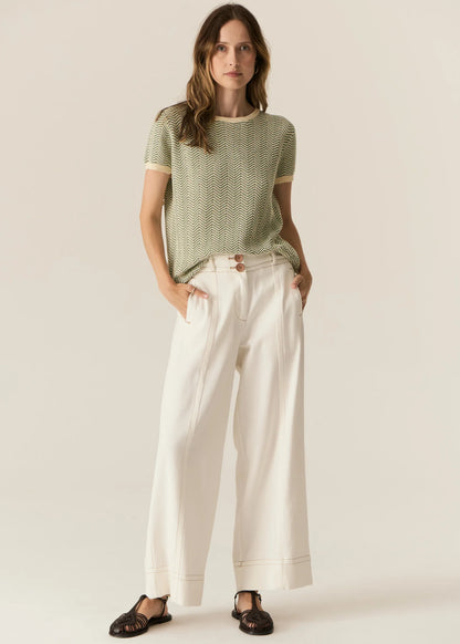POL Jules Knit Tee in Green/Ivory - the tartan fox