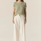 POL Jules Knit Tee in Green/Ivory - the tartan fox